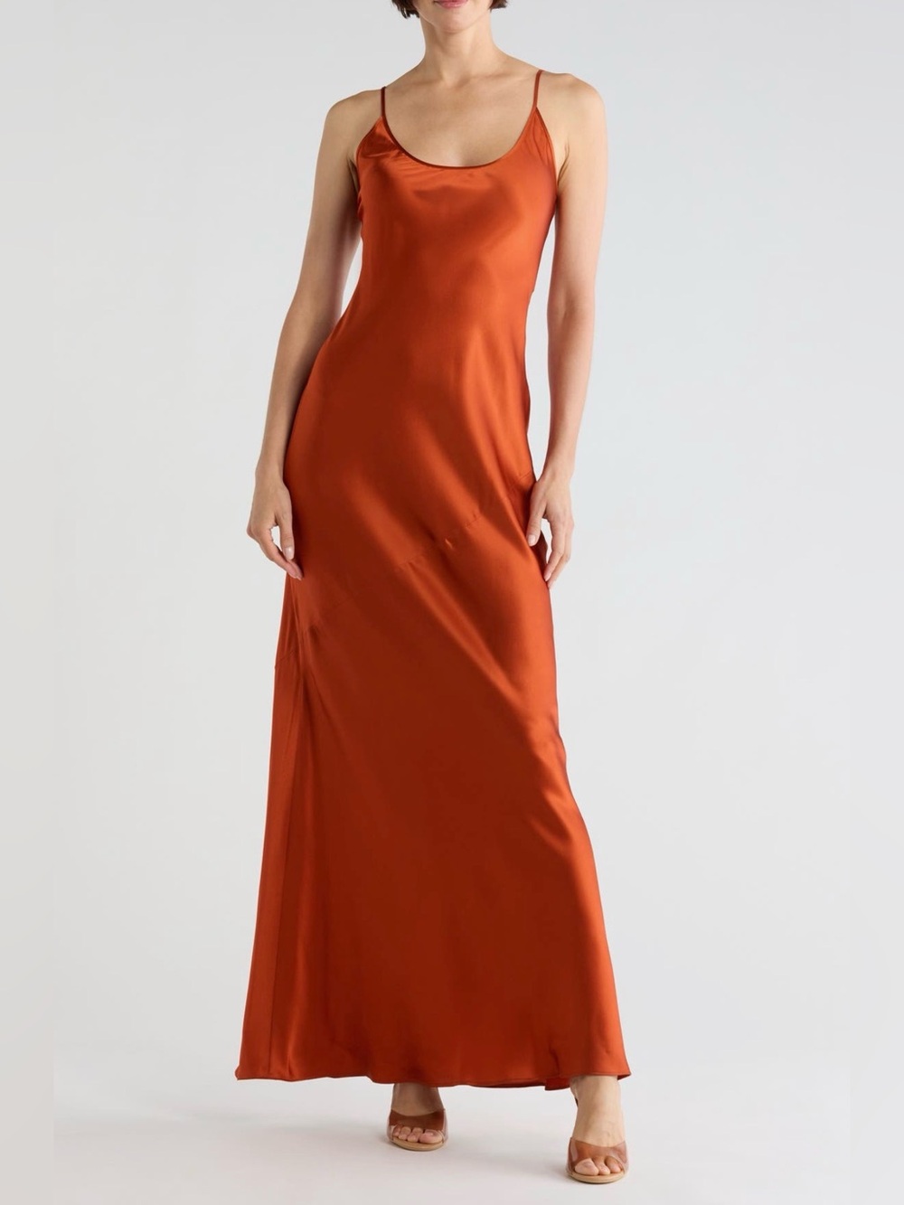 L’agence Charmaine Silk Slip Maxi Dress in Clay, size 00, NEW w/tags